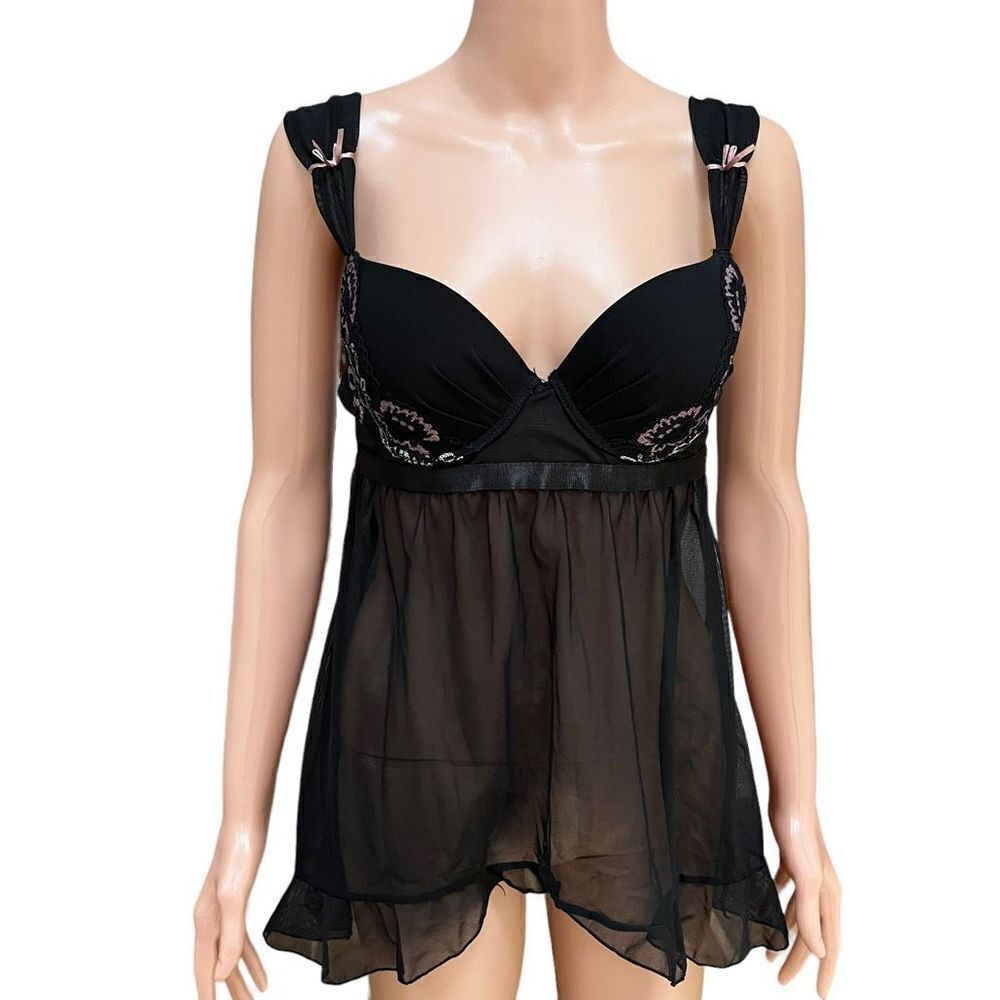 Sophie B Black Burlesque Baby Chemise lace size M